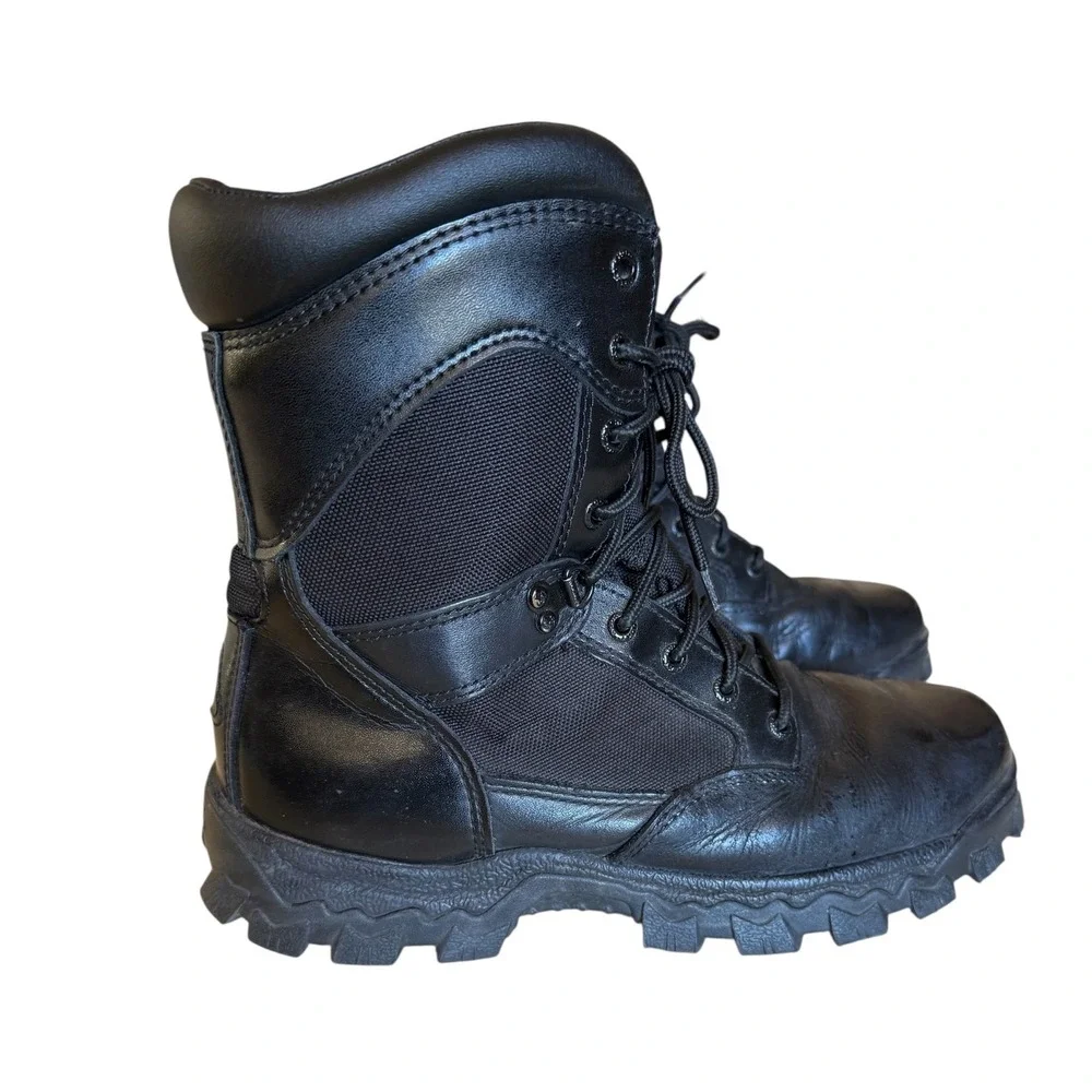 Rocky Alpha Force Waterproof Boots Size 10.5 Black‎ Leather Zipper Duty Work